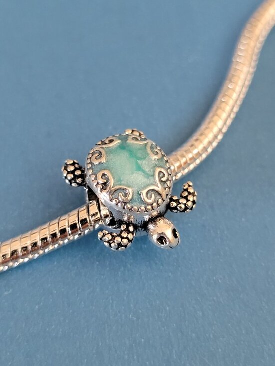 Chill Charms Of Texas Jewelry - New! For Pandora Charm Bracelet Individual Charm - Turtle Blue And Silver Color